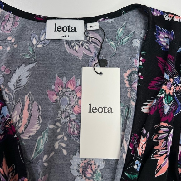 Leota Libby Faux Wrap Knit Dress Size Small New With Tags Dark Floral - Picture 7 of 13